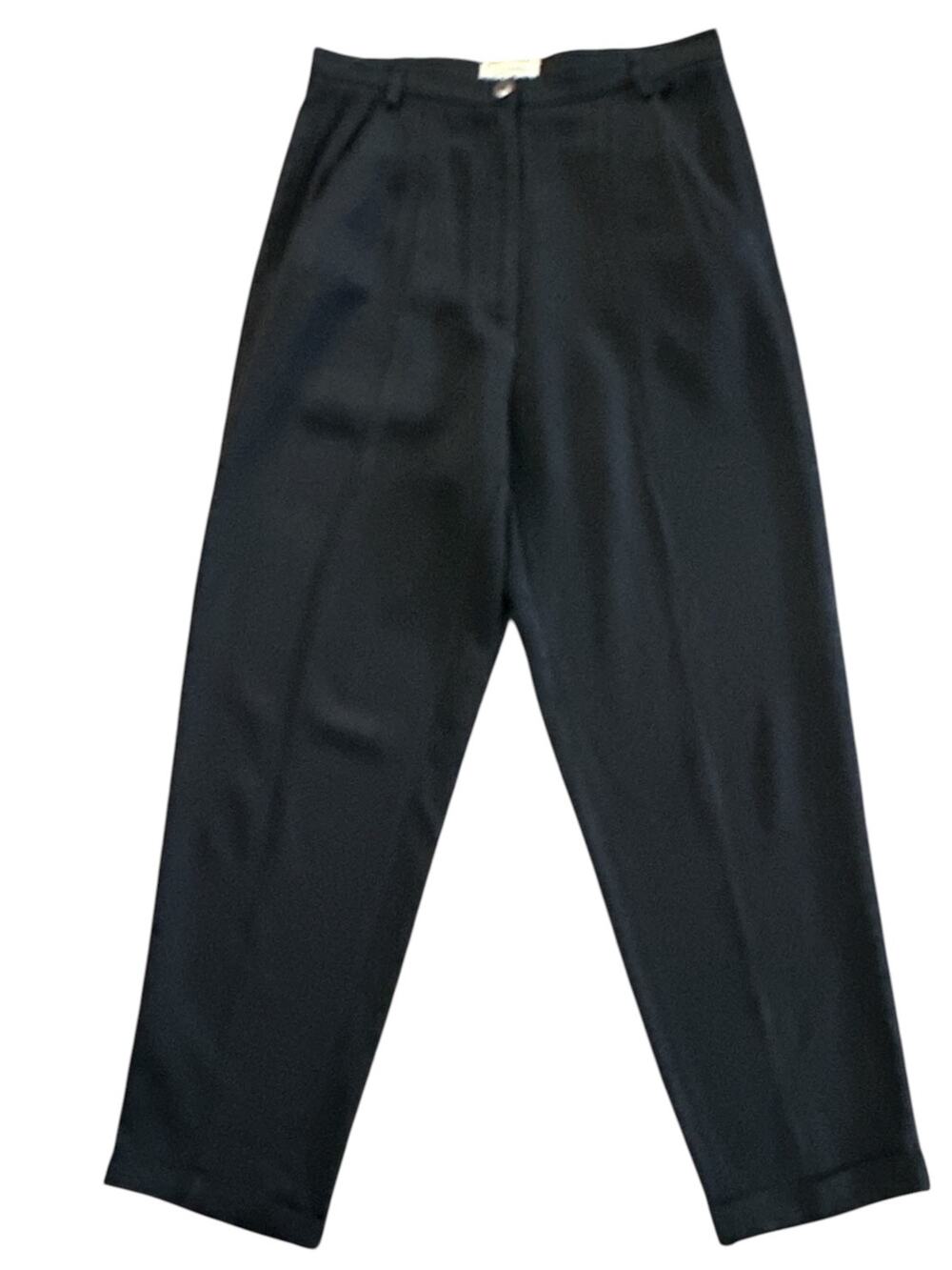 Gianni Versace Pants Womens 6 Black Vintage High Waist Pleated Cuffed Trousers